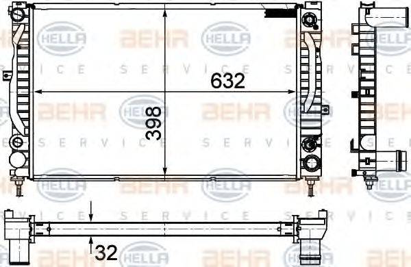 HELLA 8MK376766141 Радіатор, охолодження двигуна