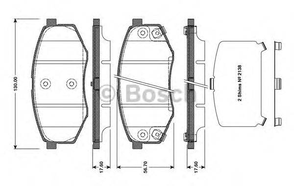 BOSCH 0986TB3113 Комплект гальмівних колодок, дискове гальмо