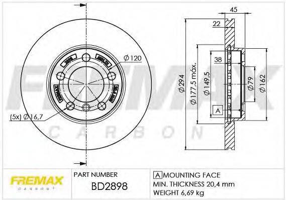 FREMAX BD2898 гальмівний диск