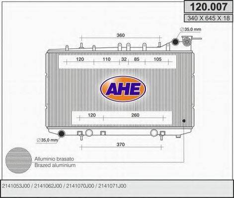 AHE 120007 Радіатор, охолодження двигуна