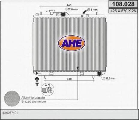 AHE 108028 Радіатор, охолодження двигуна
