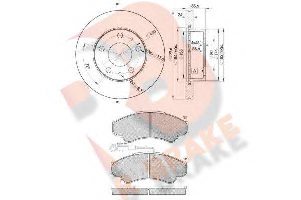 R BRAKE 3R15224682 Комплект гальм, дисковий гальмівний механізм