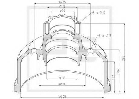 PE AUTOMOTIVE 01645800A Гальмівний барабан