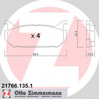 ZIMMERMANN 217661351 Комплект гальмівних колодок, дискове гальмо