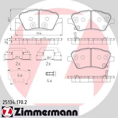 ZIMMERMANN 251341702 Комплект гальмівних колодок, дискове гальмо