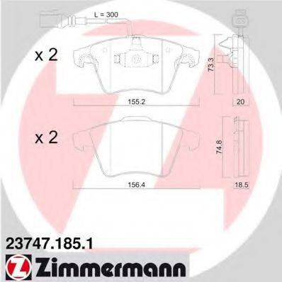 ZIMMERMANN 237471851 Комплект гальмівних колодок, дискове гальмо