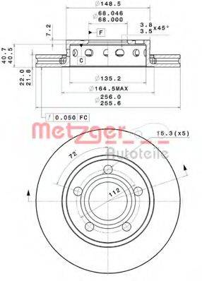 METZGER 25150V гальмівний диск