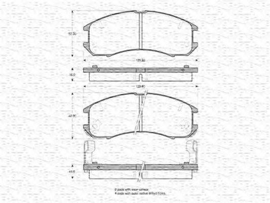 MAGNETI MARELLI 363702161004 Комплект гальмівних колодок, дискове гальмо
